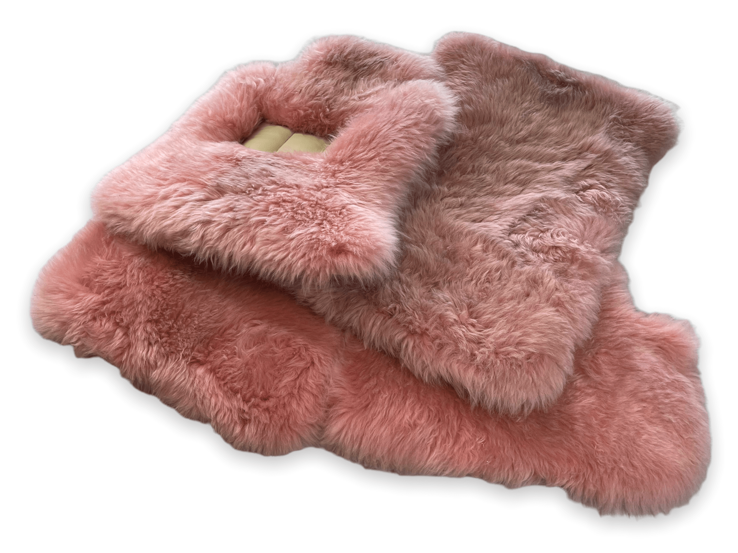 Pink Sheepskin Floor Mats For Rolls Royce Dawn Rr6 2016-2023 Er56 Design Brand - AutoWin