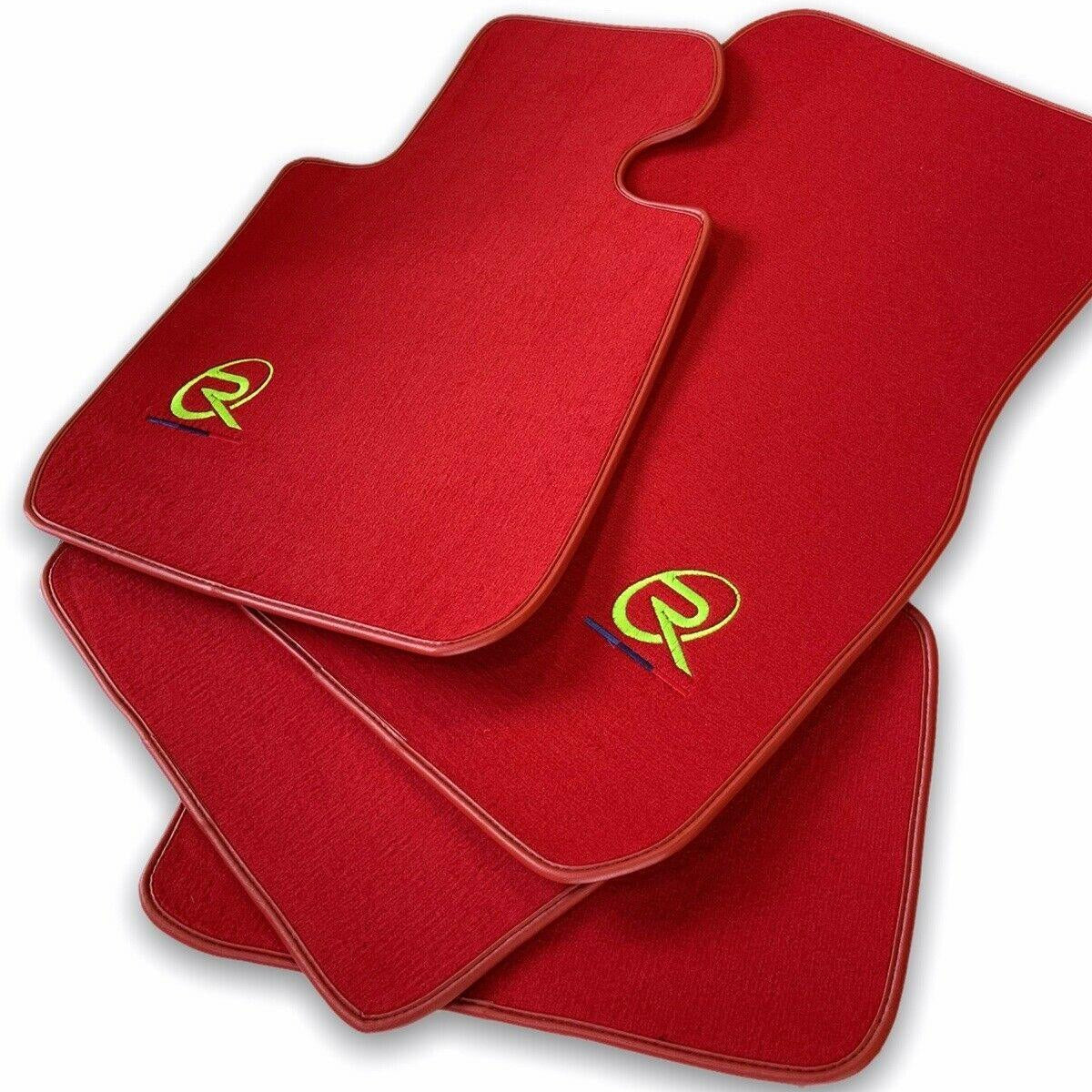 Red Floor Mats BMW For M3 E30 ROVBUT Brand Tailored Set Perfect Fit Green SNIP Collection - AutoWin