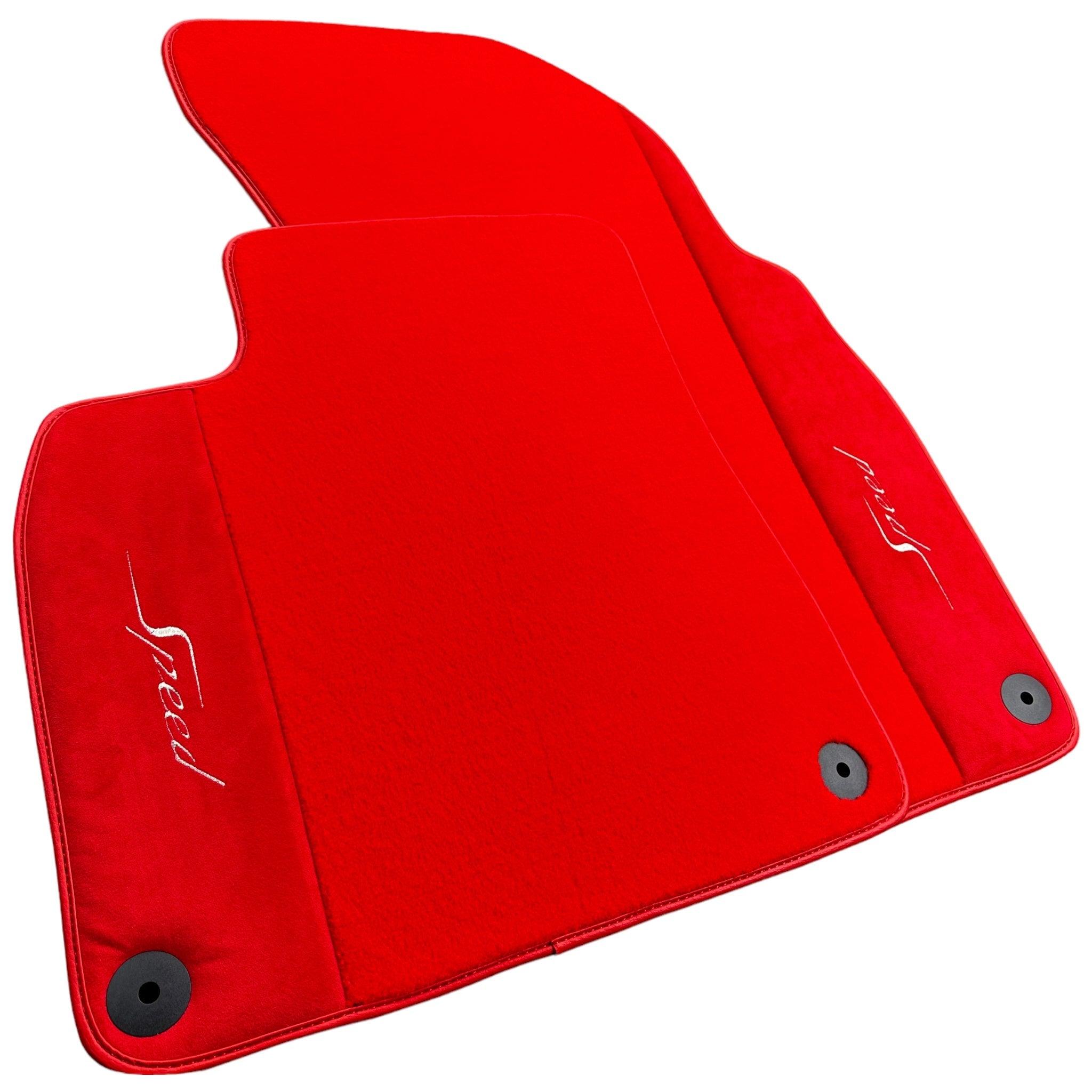 Red Floor Mats For Bentley Flying Spur (2013-2019) with Alcantara Leather