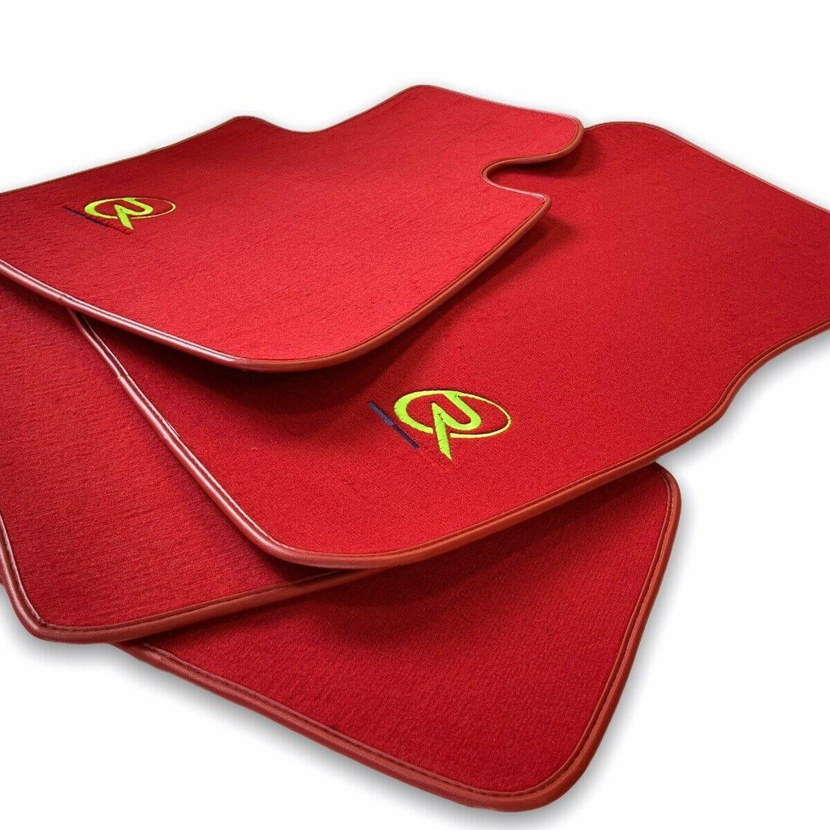 Red Floor Mats For BMW 1 Series E81 ROVBUT Tailored Set Perfect Fit Green SNIP Collection - AutoWin