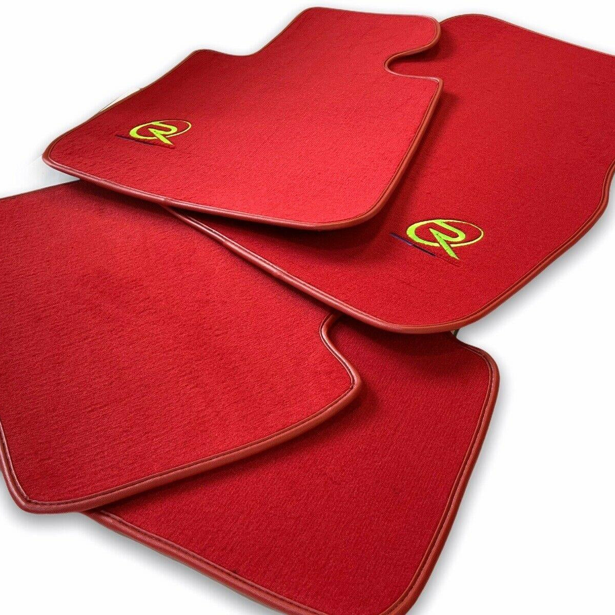 Red Floor Mats For BMW 1 Series E87 ROVBUT Brand Tailored Set Perfect Fit Green SNIP Collection - AutoWin