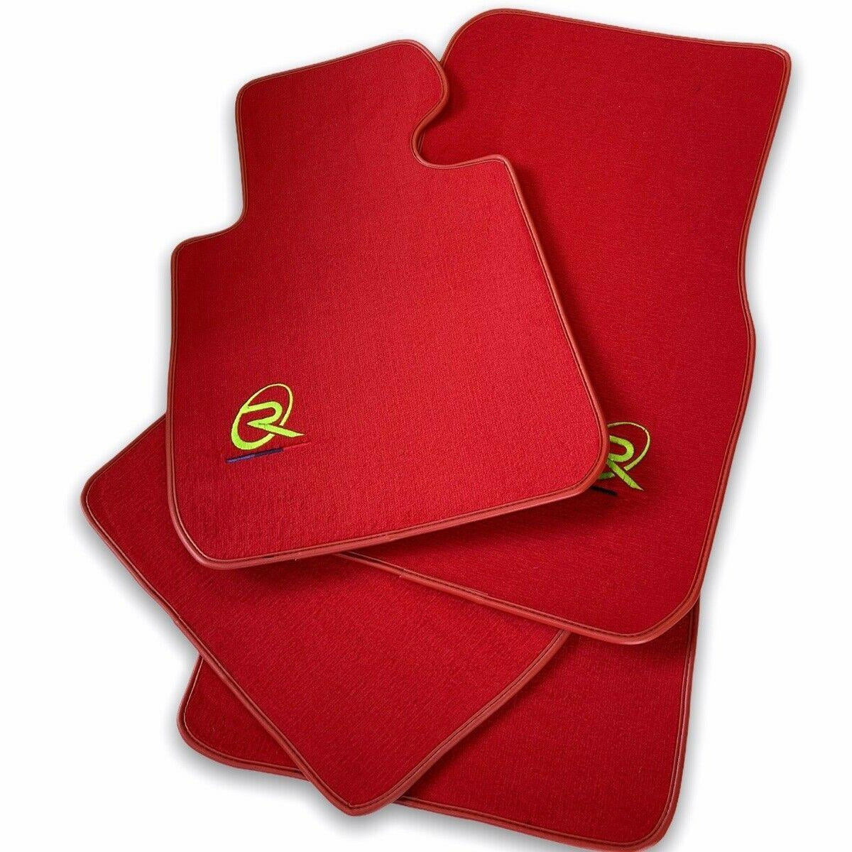 Red Floor Mats For BMW 3 Series E91 5-door Touring ROVBUT Brand Tailored Set Perfect Fit Green SNIP Collection - AutoWin