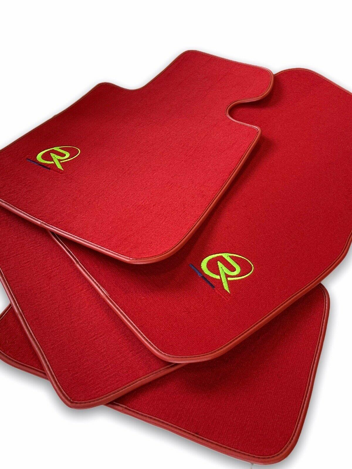 Red Floor Mats For BMW 3 Series E92 LCI ROVBUT Brand Tailored Set Perfect Fit Green SNIP Collection - AutoWin