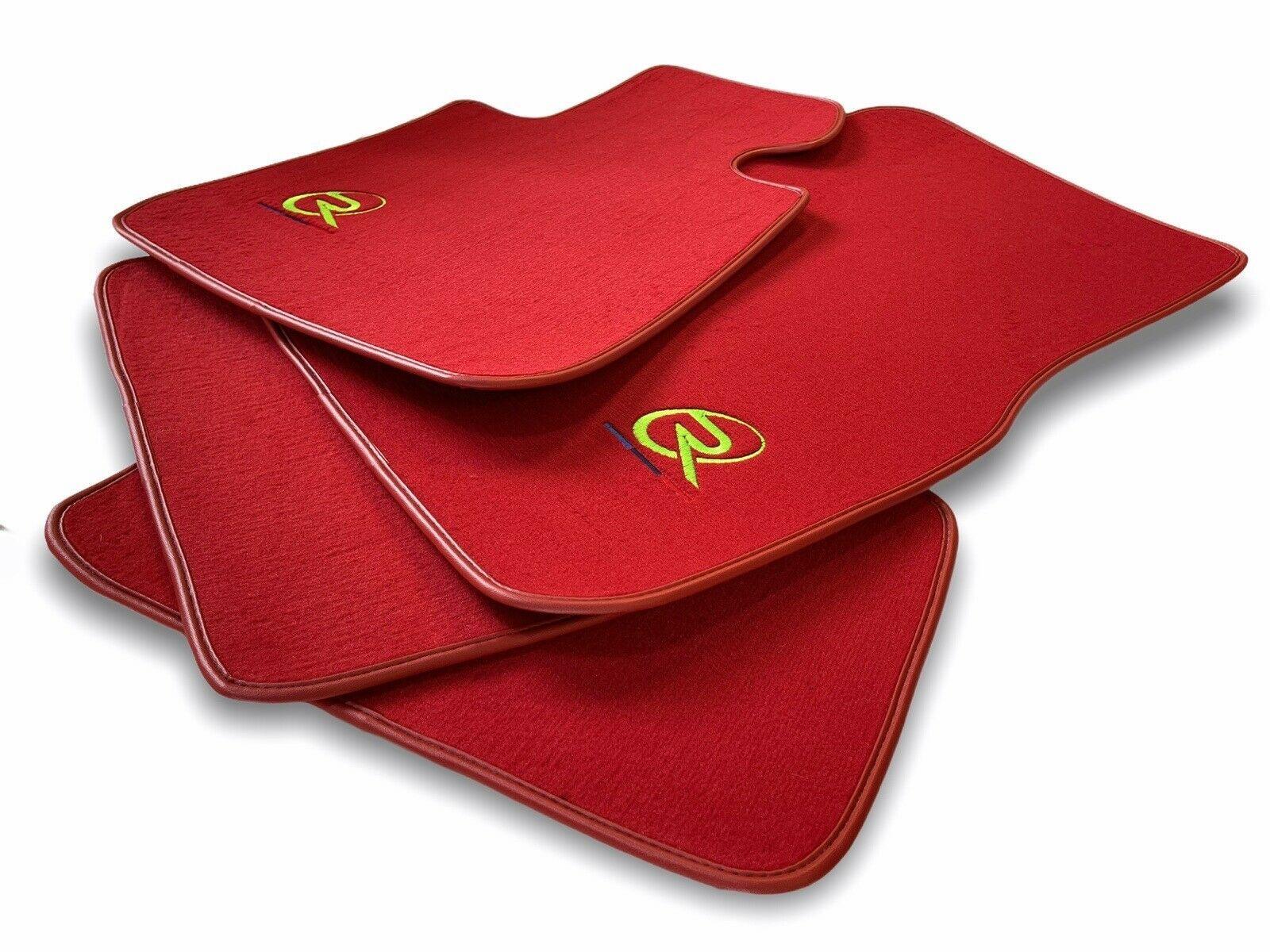 Red Floor Mats For BMW 5 Series E34 Sedan ROVBUT Brand Tailored Set Perfect Fit Green SNIP Collection - AutoWin