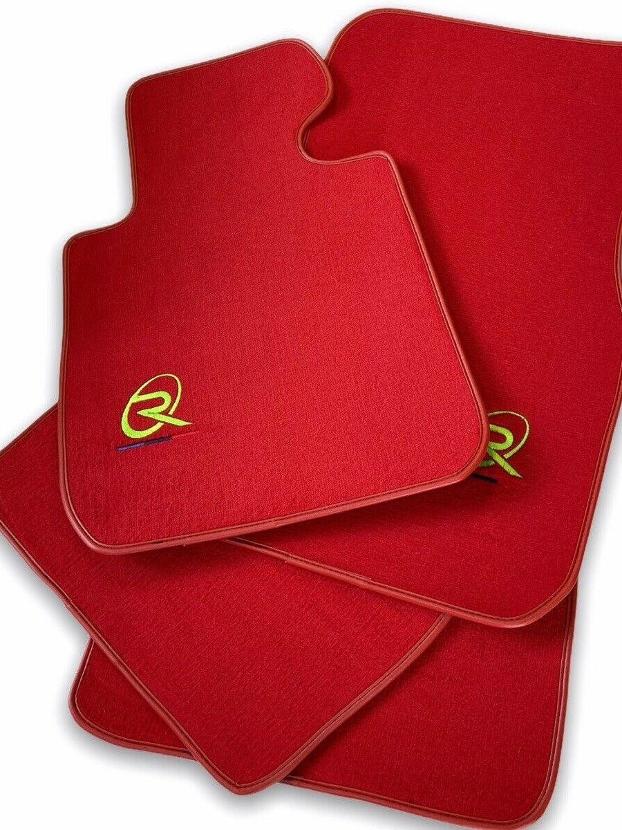 Red Floor Mats For BMW 6 Series F12 ROVBUT Brand Tailored Set Perfect Fit Green SNIP Collection - AutoWin