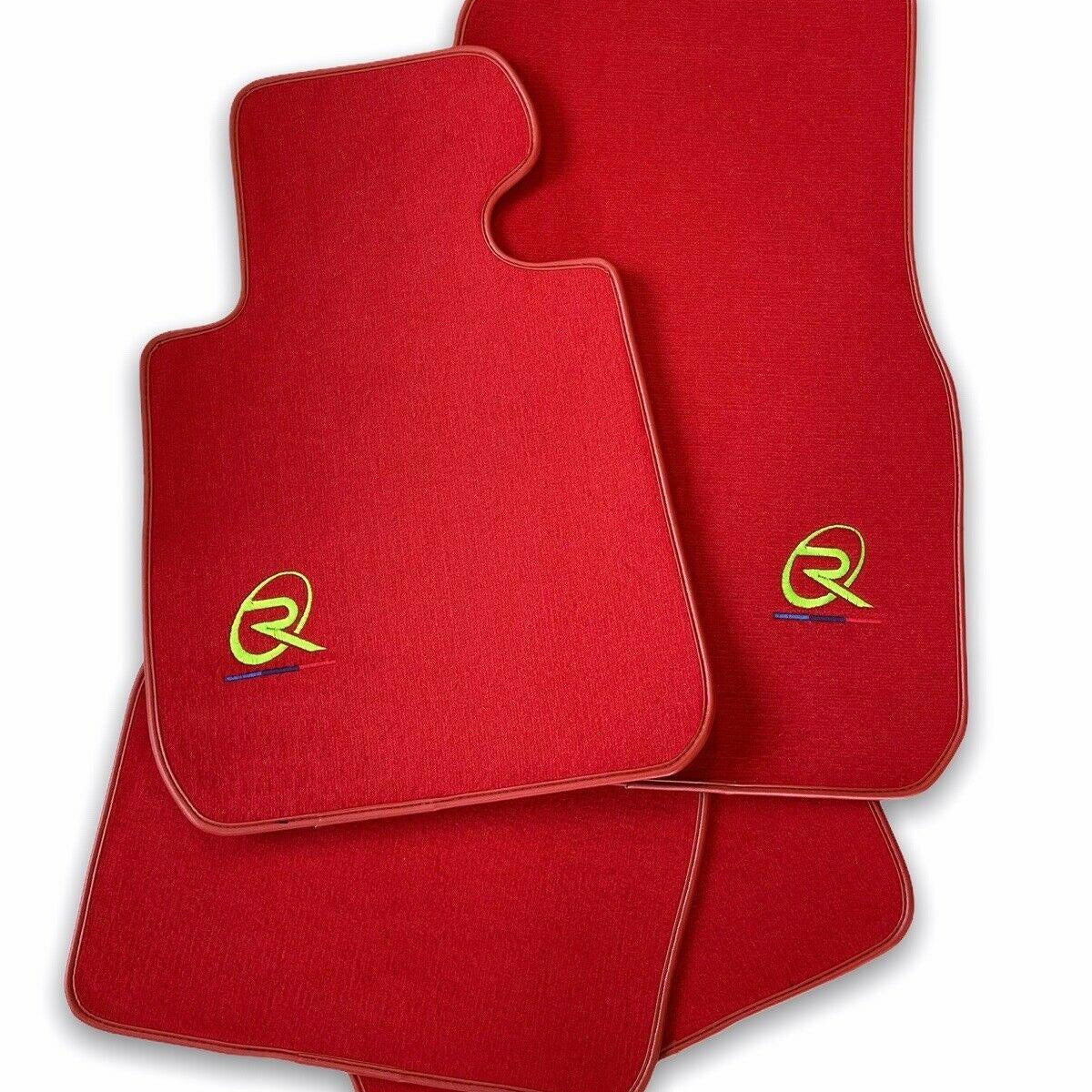 Red Floor Mats For BMW M2 G87 ROVBUT Brand Tailored Set Perfect Fit Green SNIP Collection - AutoWin