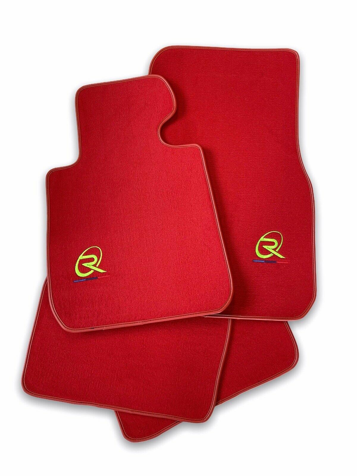 Red Floor Mats For BMW M4 Series F83 ROVBUT Brand Tailored Set Perfect Fit Green SNIP Collection - AutoWin