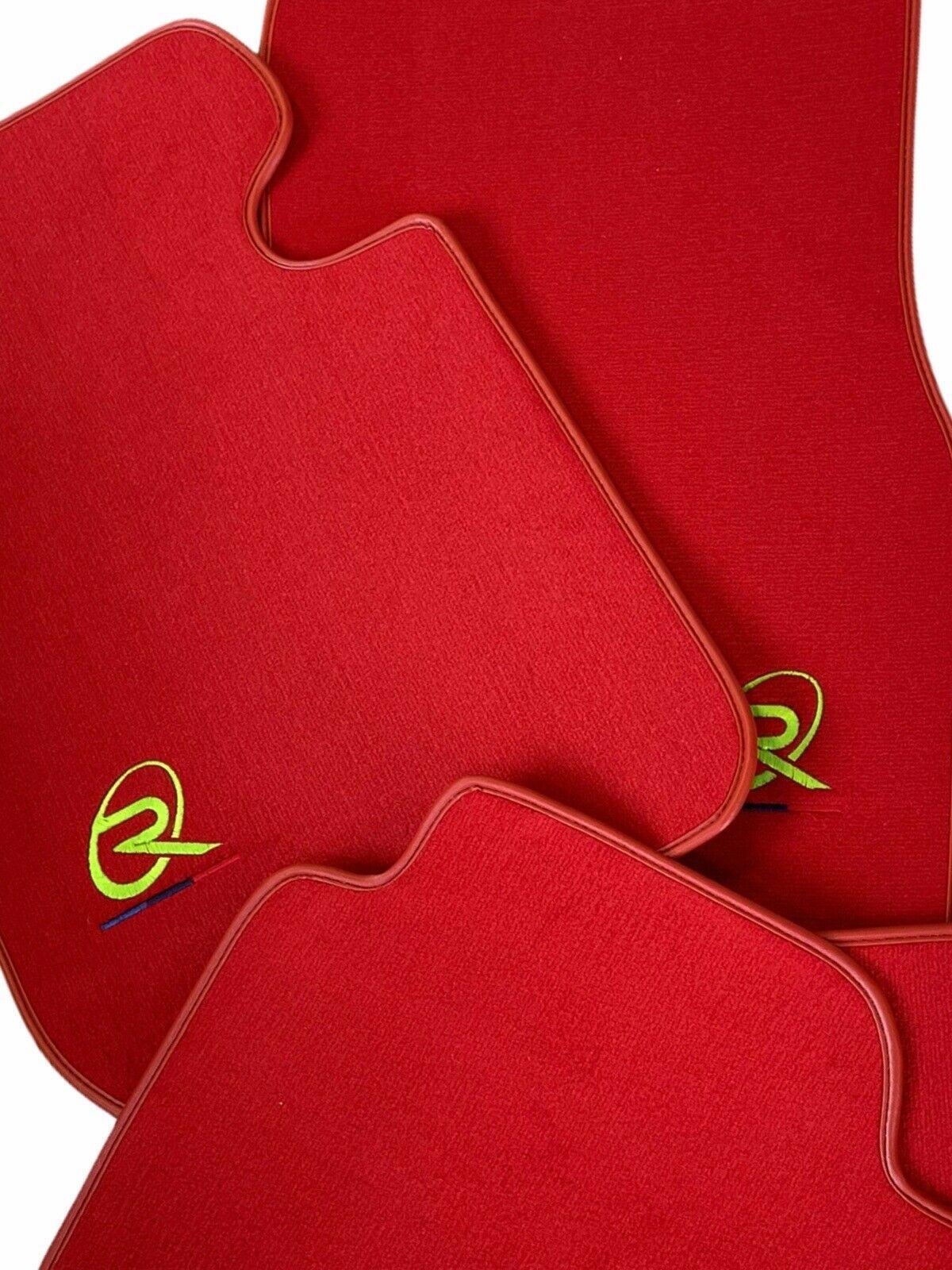 Red Floor Mats For BMW M4 Series F83 ROVBUT Brand Tailored Set Perfect Fit Green SNIP Collection - AutoWin