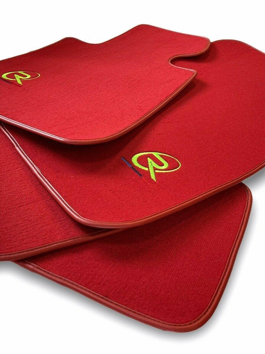 Red Floor Mats For BMW X5M F85 SUV ROVBUT Brand Tailored Set Perfect Fit Green SNIP Collection - AutoWin