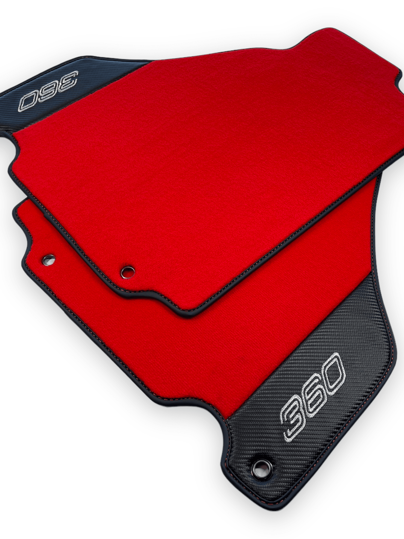 Red Floor Mats For Ferrari 360 Modena 1999-2005 With Carbon Fiber Leather - AutoWin