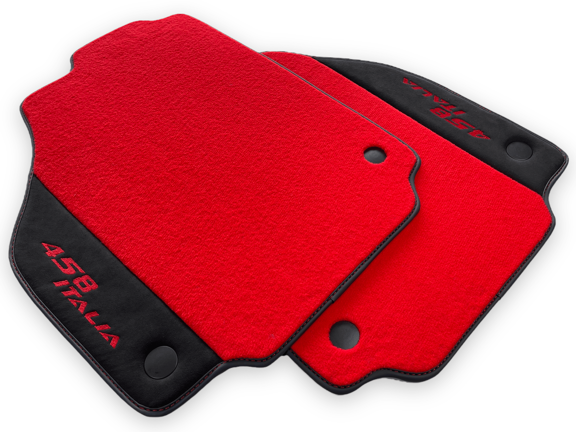 Red Floor Mats For Ferrari 458 Italia 2009-2015 Black Alcantara Leather - AutoWin