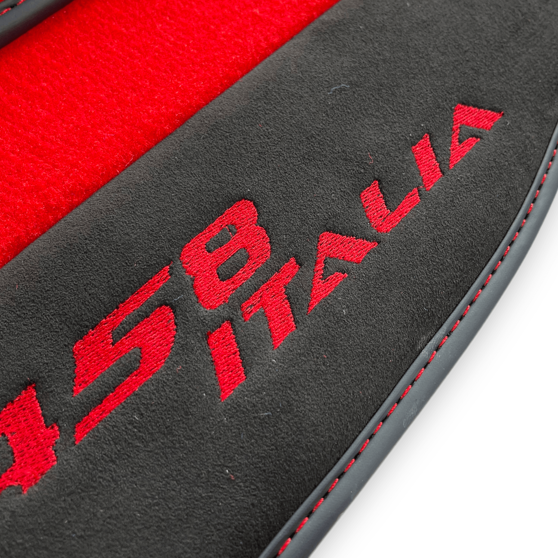 Red Floor Mats For Ferrari 458 Italia 2009-2015 Black Alcantara Leather - AutoWin