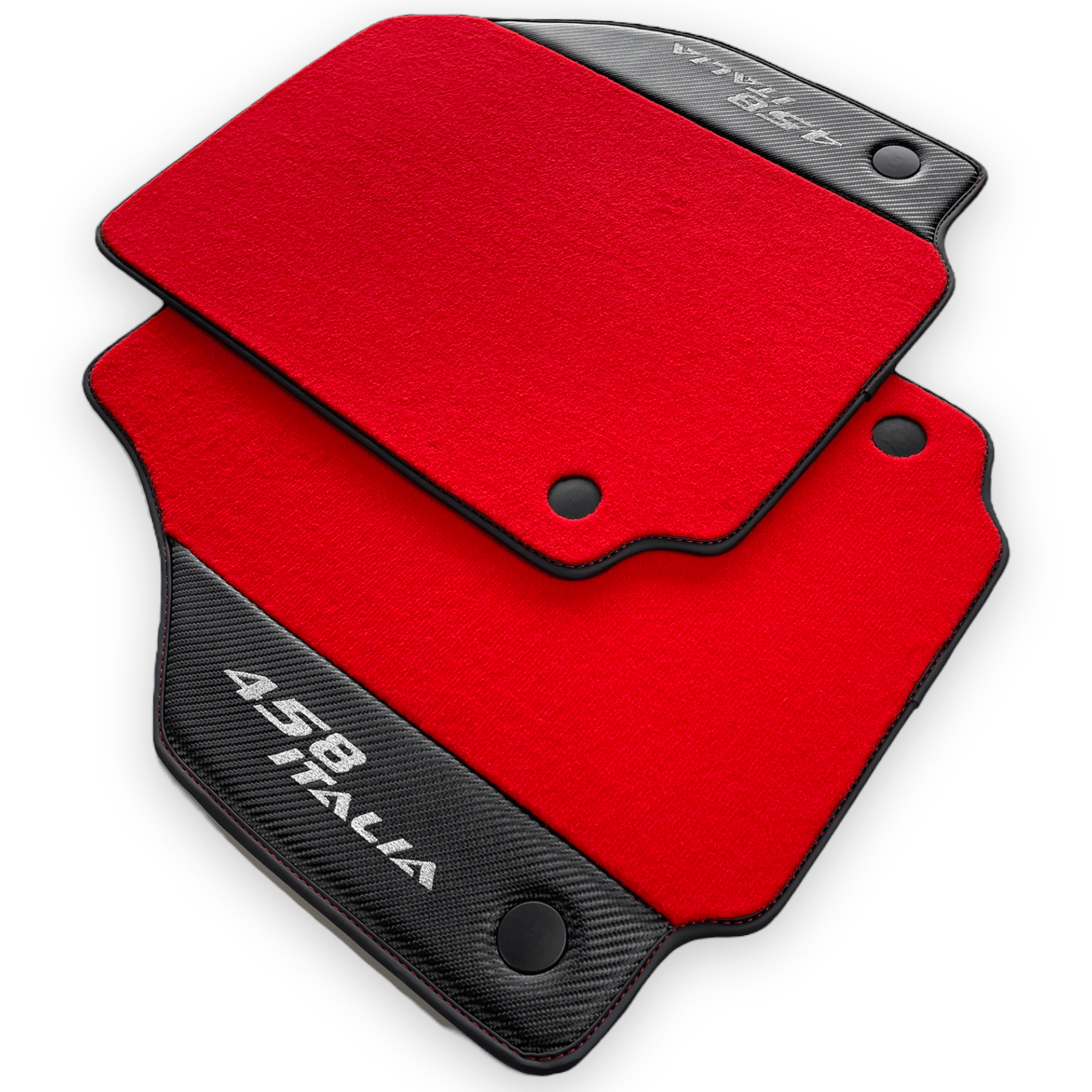 Red Floor Mats For Ferrari 458 Italia 2009-2015 With Carbon Fiber Leather - AutoWin