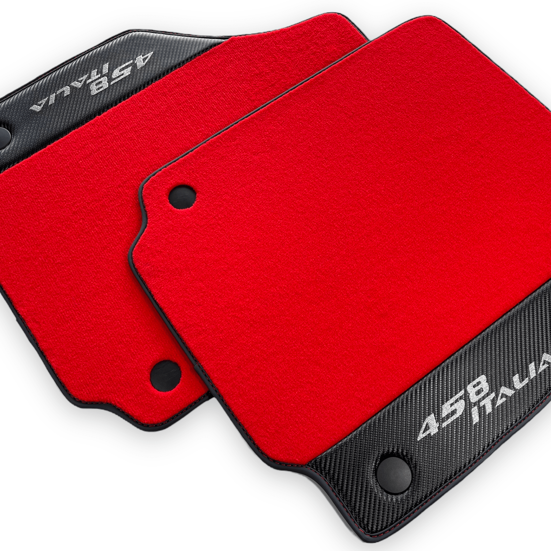 Red Floor Mats For Ferrari 458 Italia 2009-2015 With Carbon Fiber Leather - AutoWin