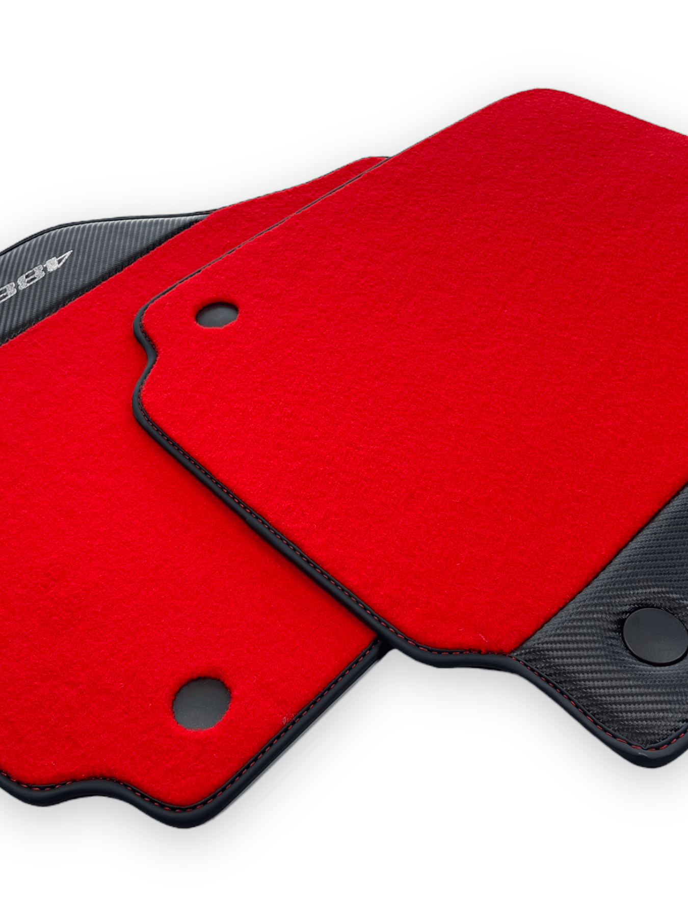 Red Floor Mats For Ferrari 488 GTB 2015-2022 Carpets With Carbon Fiber - AutoWin