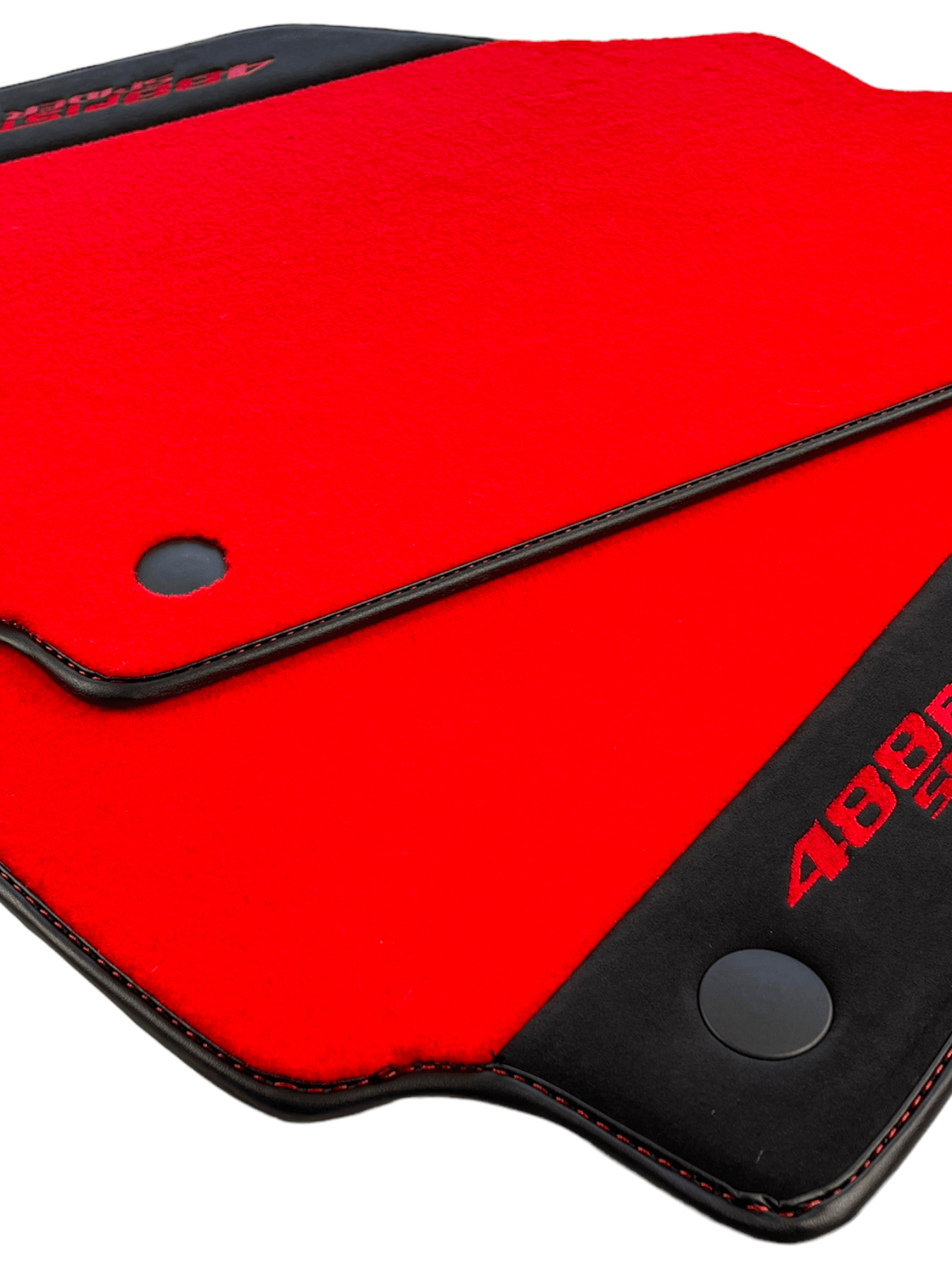 Red Floor Mats For Ferrari 488 Pista Spider 2019-2021 With Alcantara Leather - AutoWin