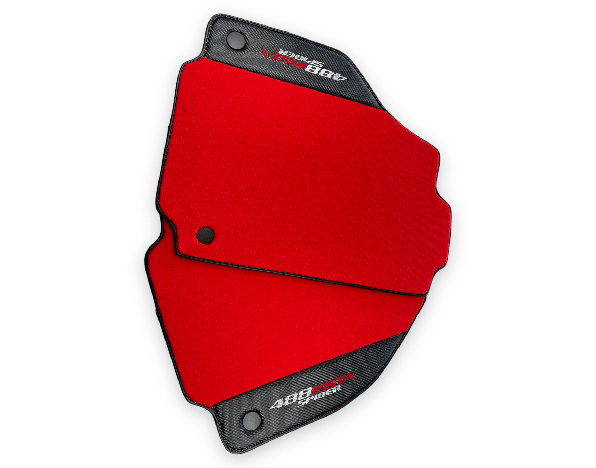 Red Floor Mats For Ferrari 488 Pista Spider 2019-2021 With Carbon Fiber Leather - AutoWin