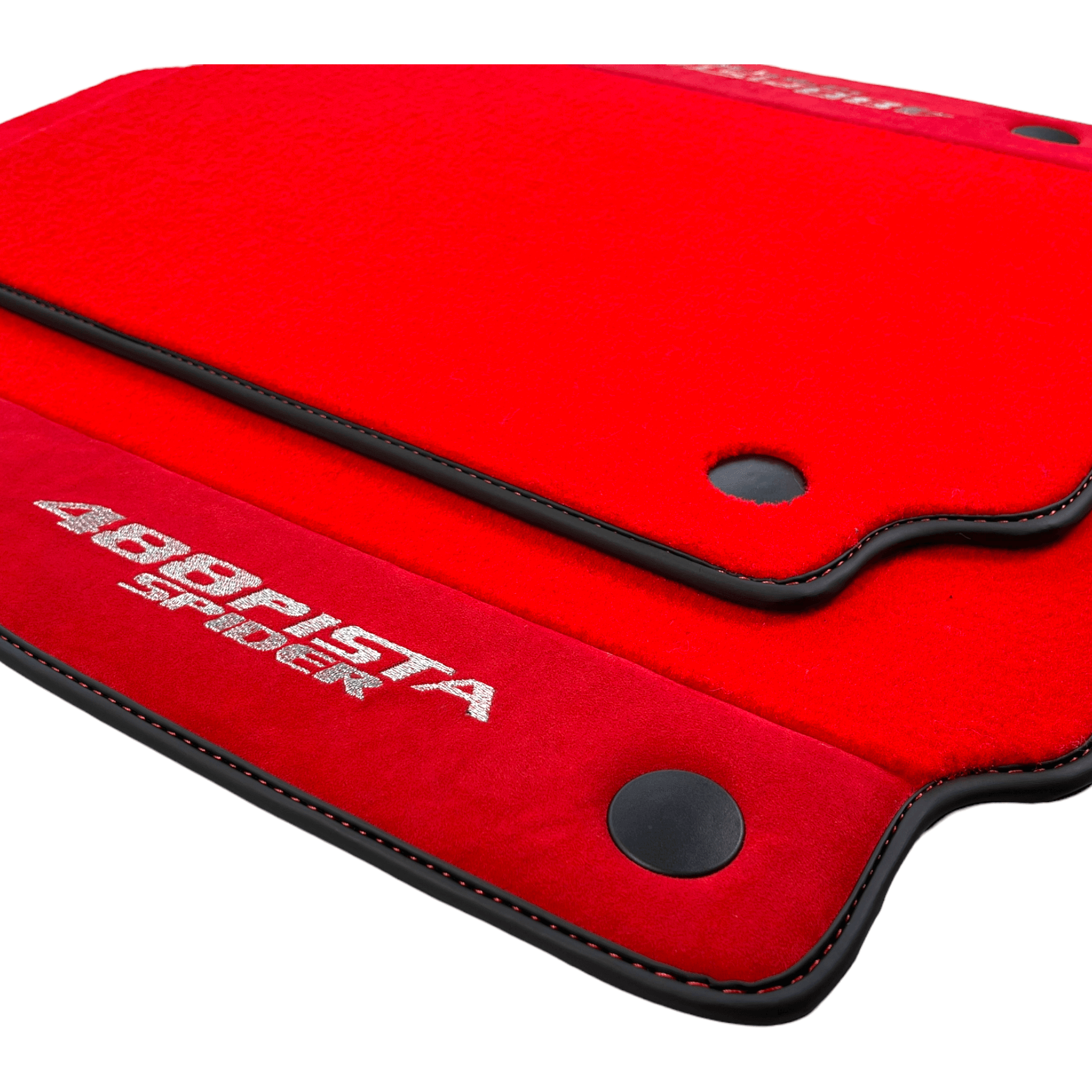 Red Floor Mats For Ferrari 488 Pista Spider 2019-2021 With Red Alcantara Leather - AutoWin