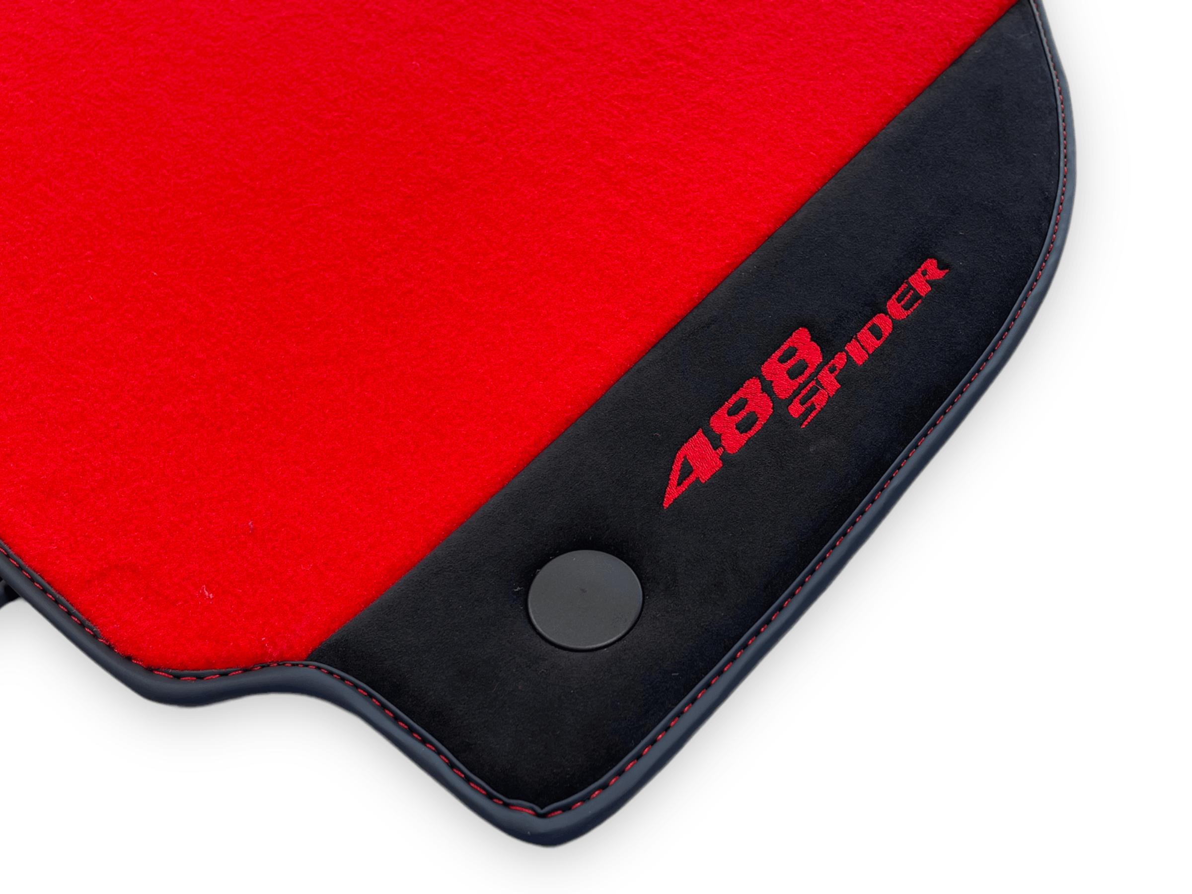 Red Floor Mats For Ferrari 488 Spider 2015-2022 Alcantara Leather - AutoWin