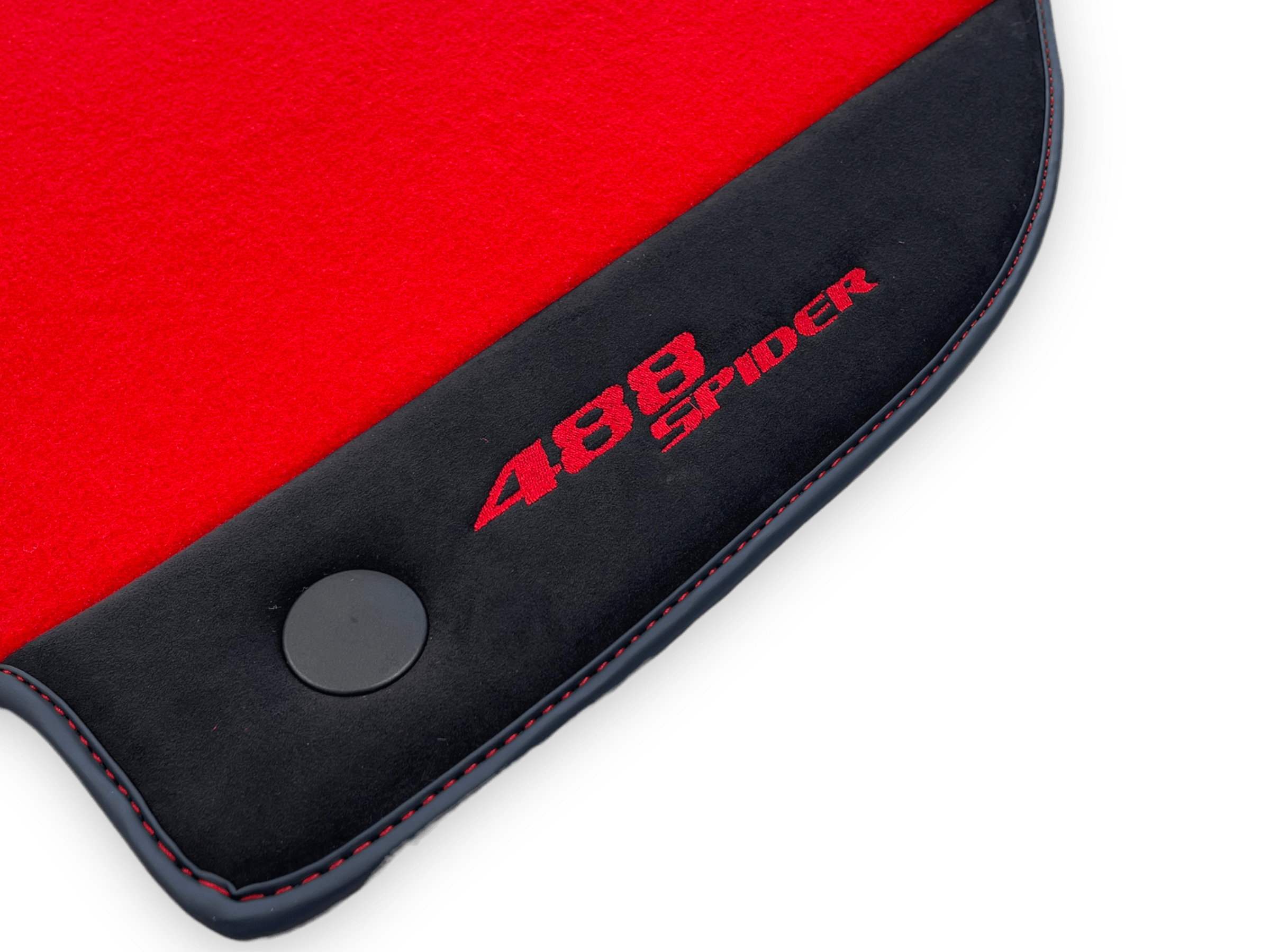 Red Floor Mats For Ferrari 488 Spider 2015-2022 Alcantara Leather - AutoWin