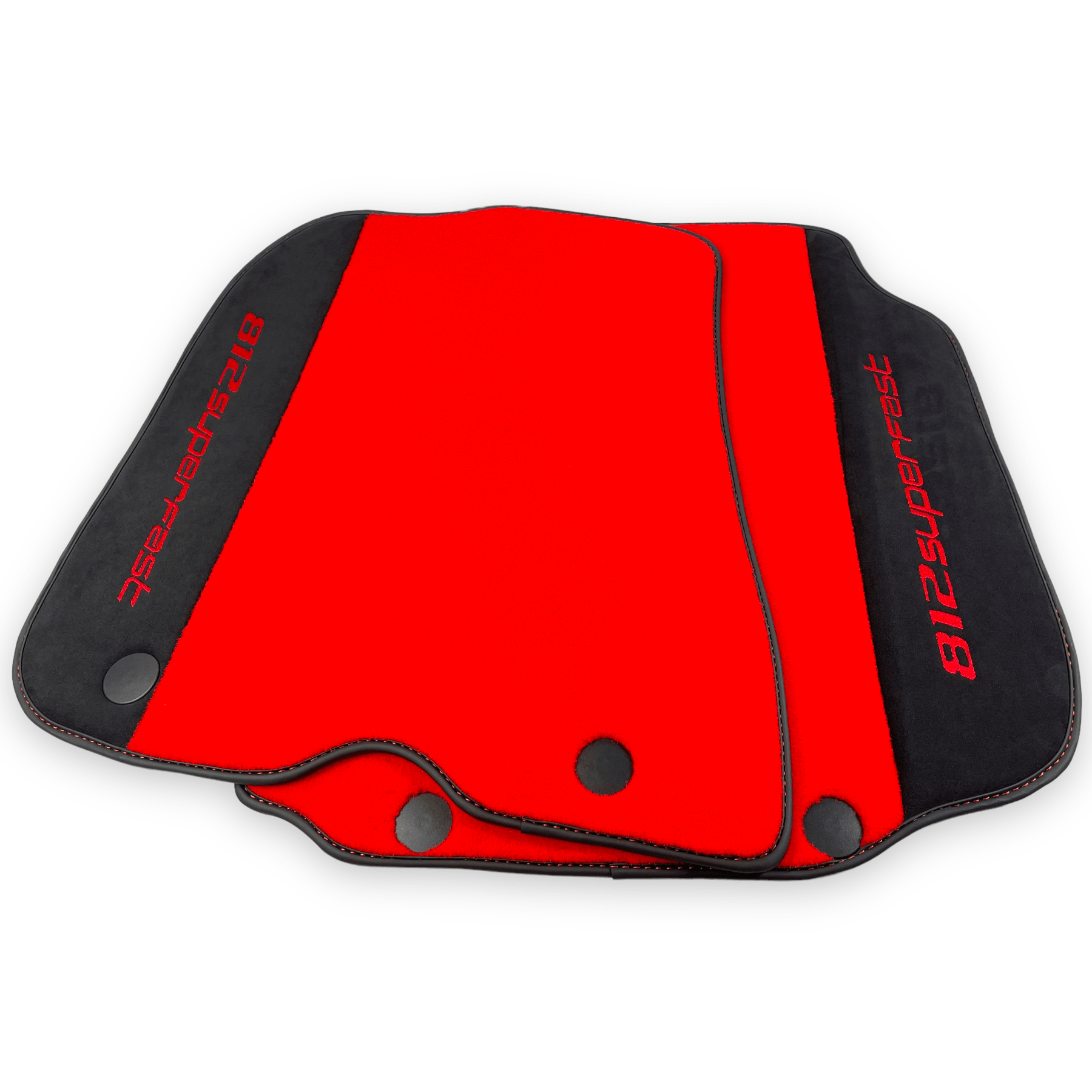 Red Floor Mats For Ferrari 812 Superfast With Alcantara Leather - AutoWin