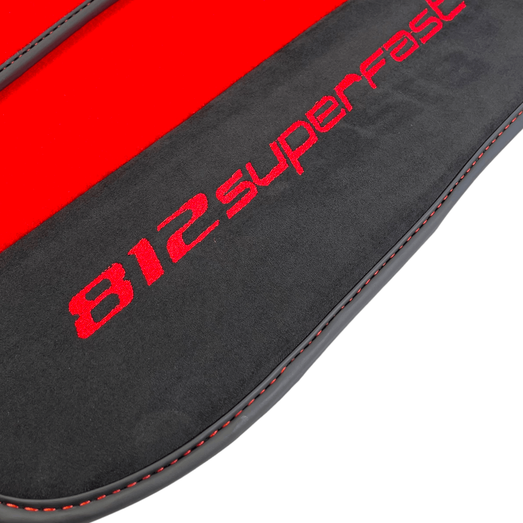 Red Floor Mats For Ferrari 812 Superfast With Alcantara Leather - AutoWin