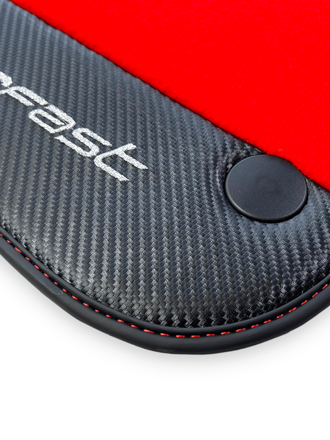 Red Floor Mats For Ferrari 812 Superfast With Carbon Fiber Leather - AutoWin