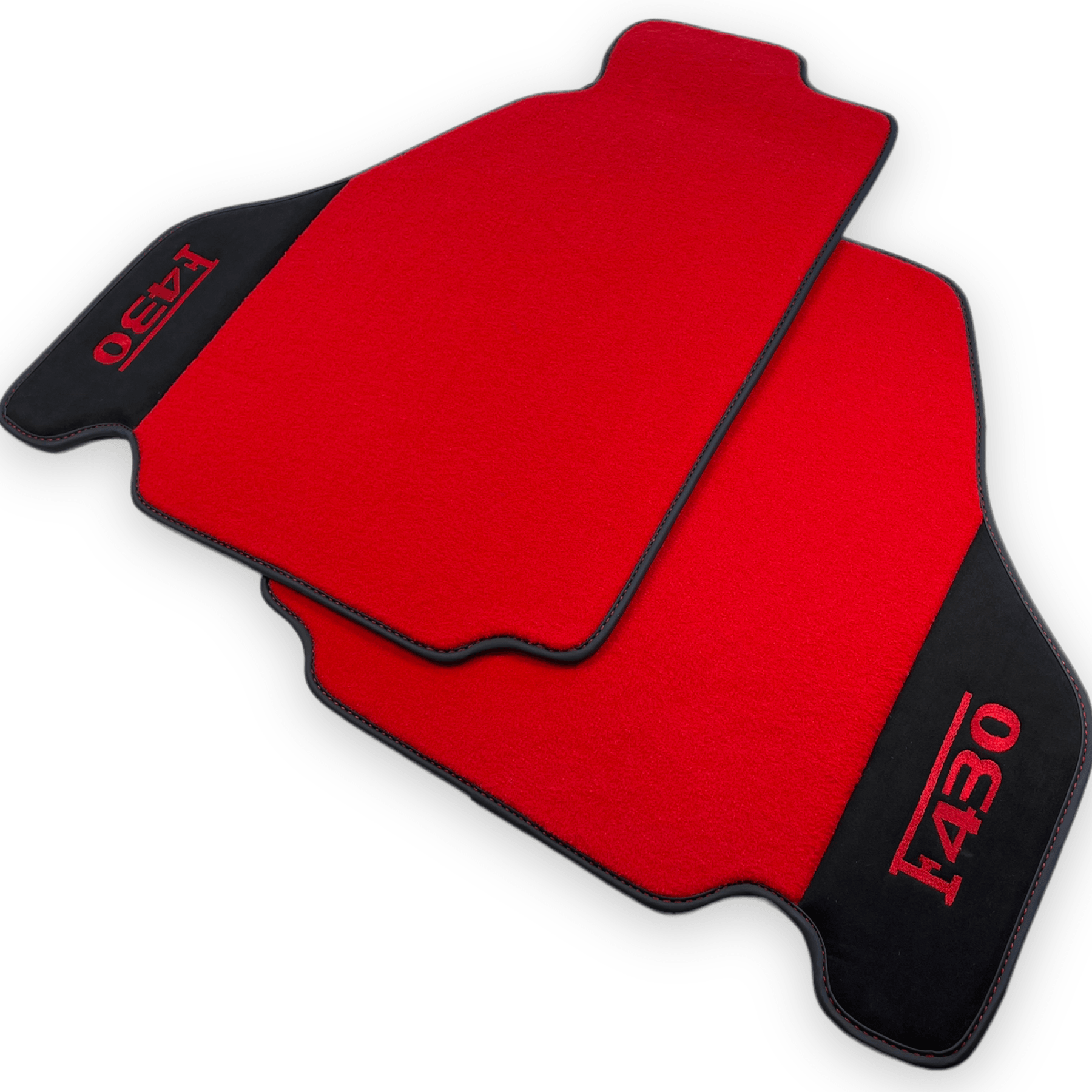 Red Floor Mats For Ferrari F430 2004-2009 With Alcantara Leather - AutoWin