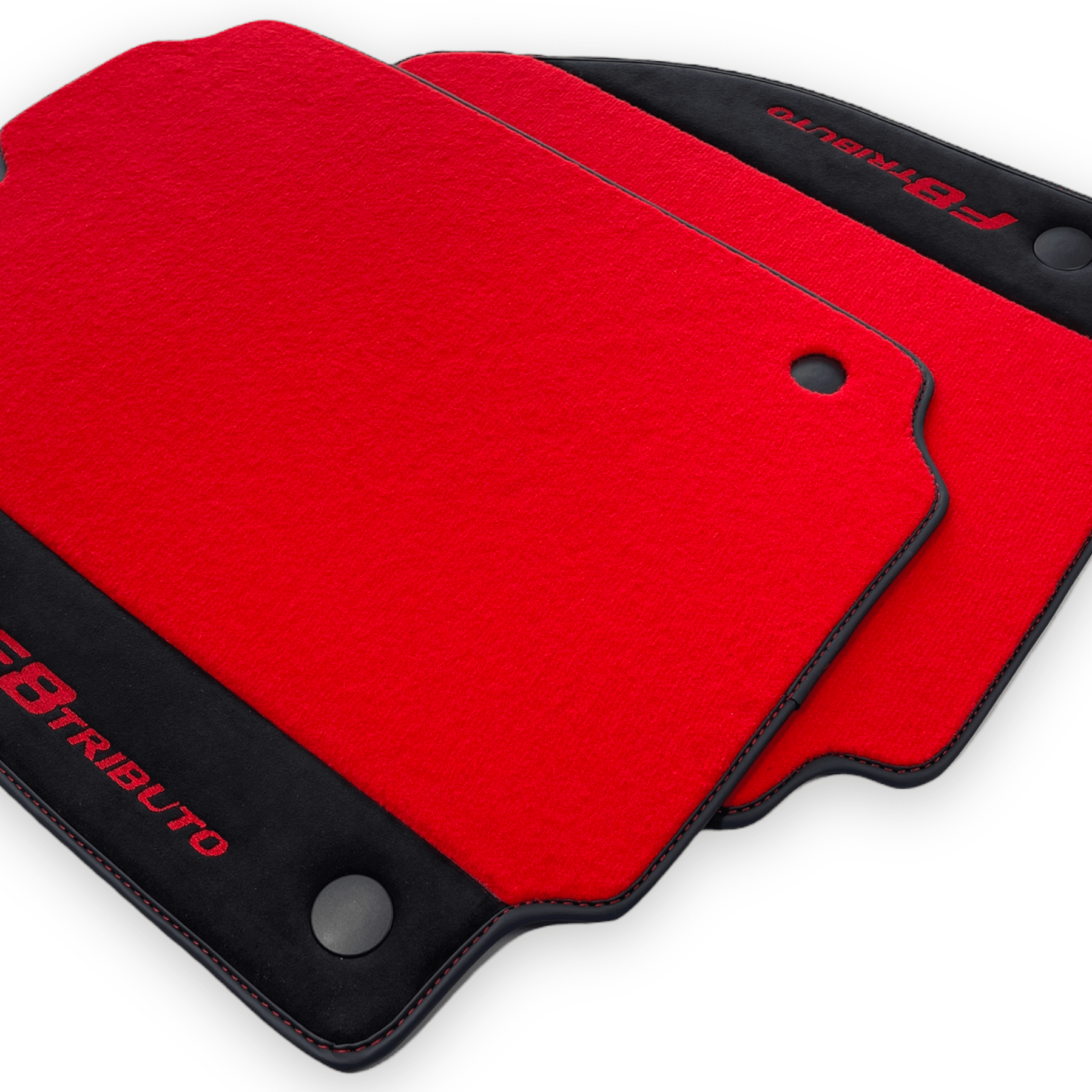 Red Floor Mats For Ferrari F8 Tributo 2019-2022 With Alcantara Leather - AutoWin