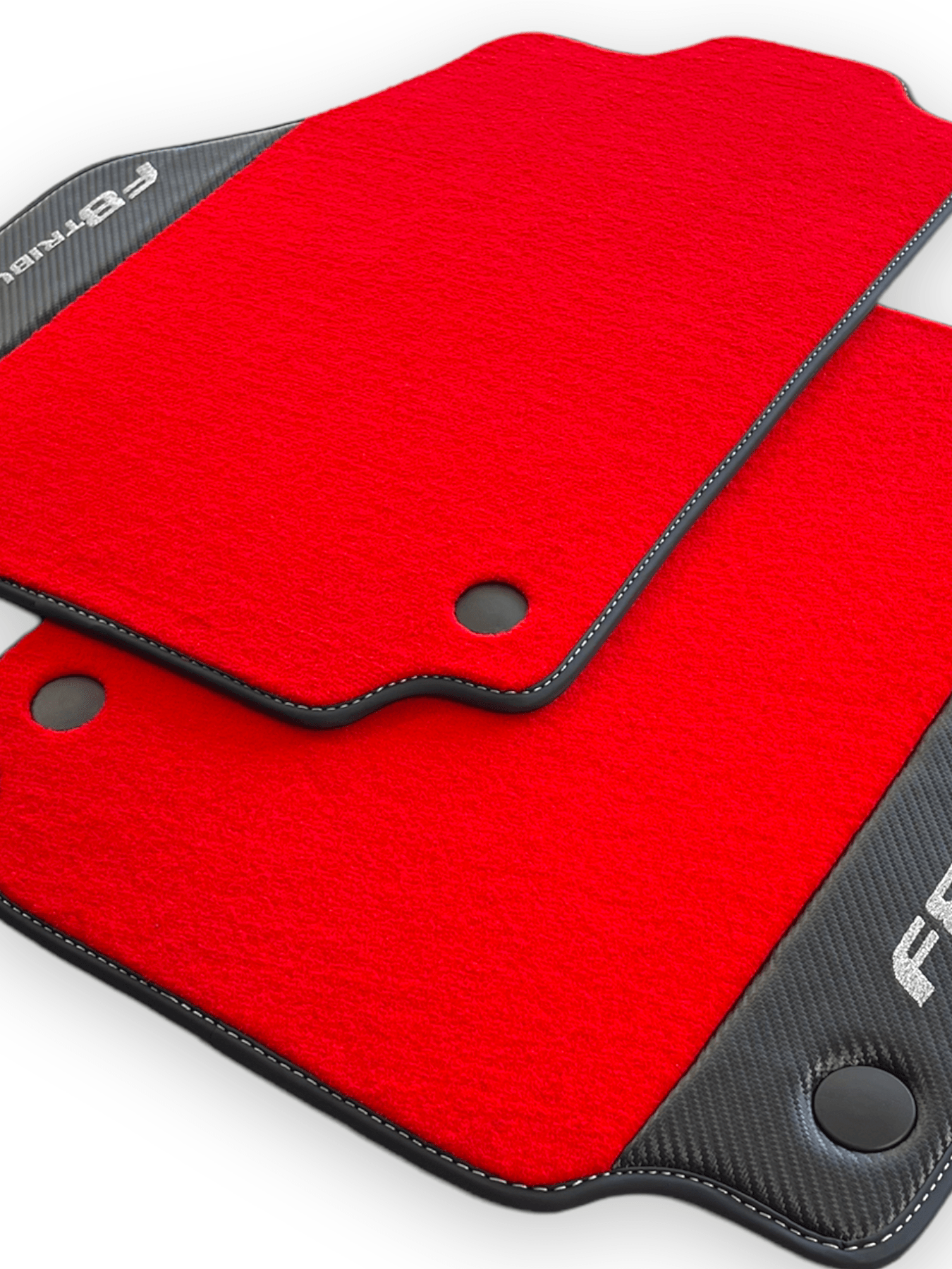 Red Floor Mats For Ferrari F8 Tributo 2019-2022 With Carbon Leather - AutoWin