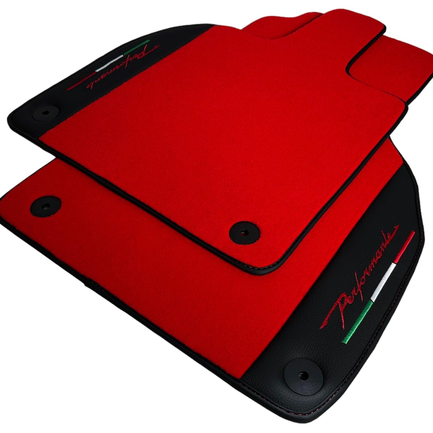 Red Floor Mats for Lamborghini Aventador With Black Leather - AutoWin