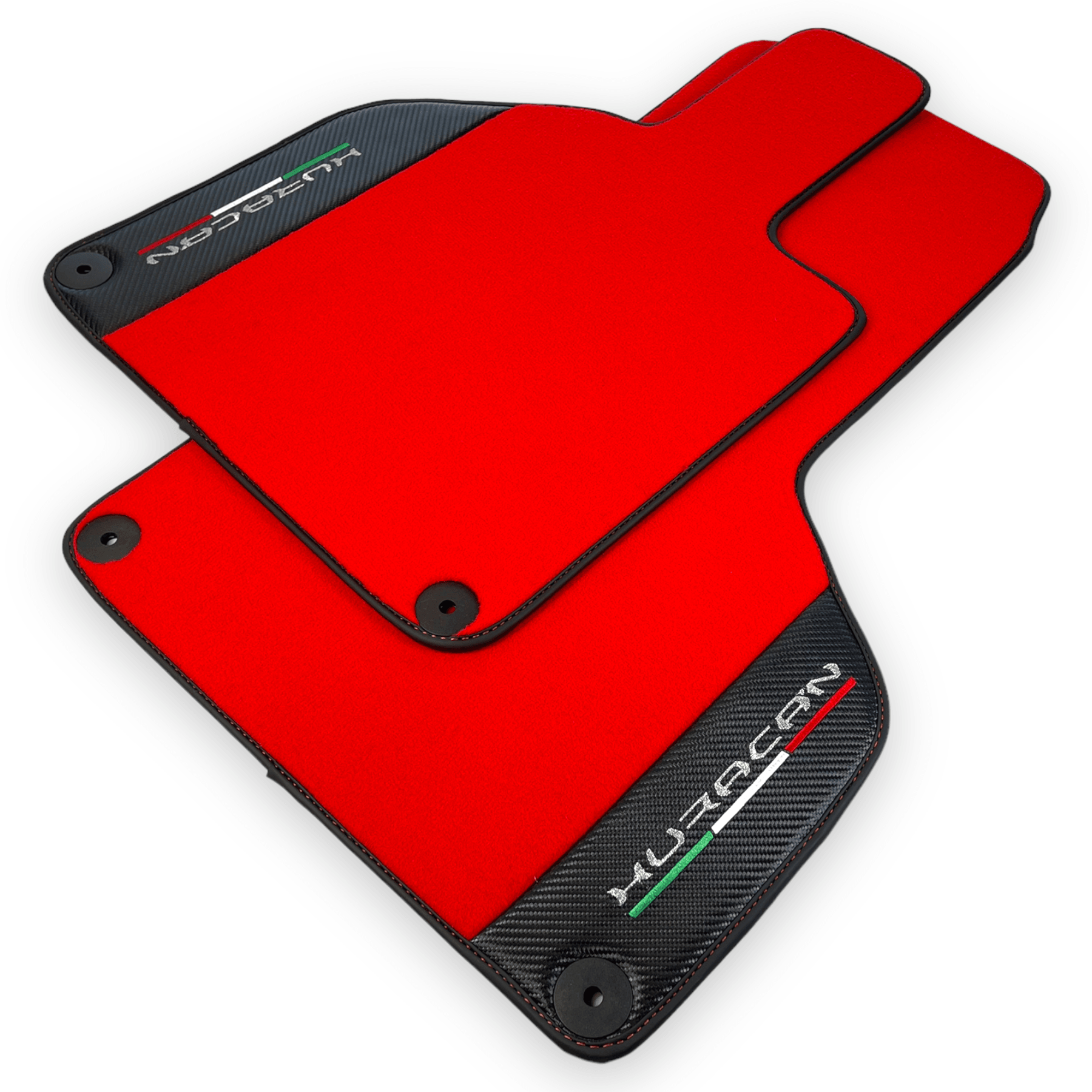 Red Floor Mats for Lamborghini Huracan With Carbon Fiber Leather - AutoWin