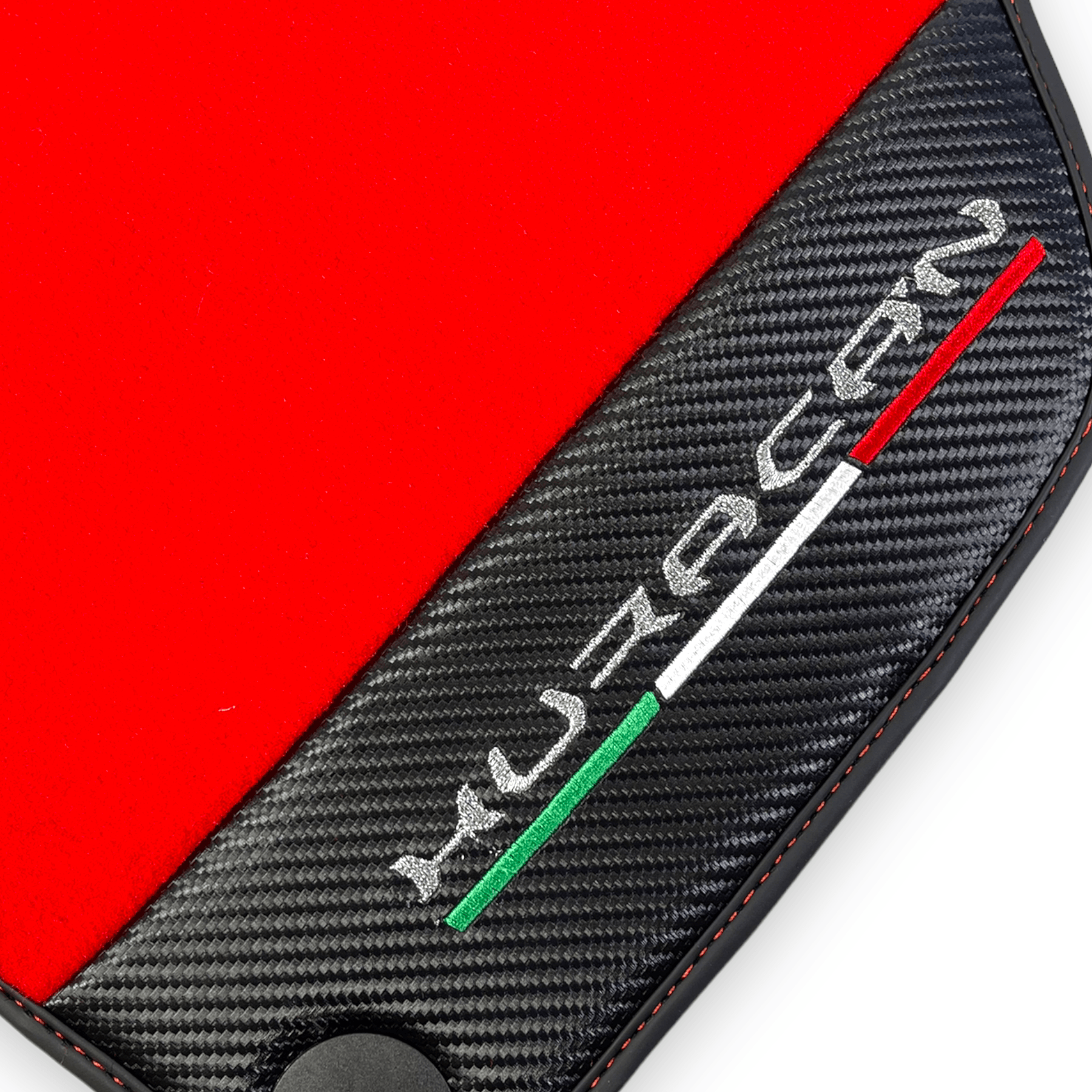 Red Floor Mats for Lamborghini Huracan With Carbon Fiber Leather - AutoWin