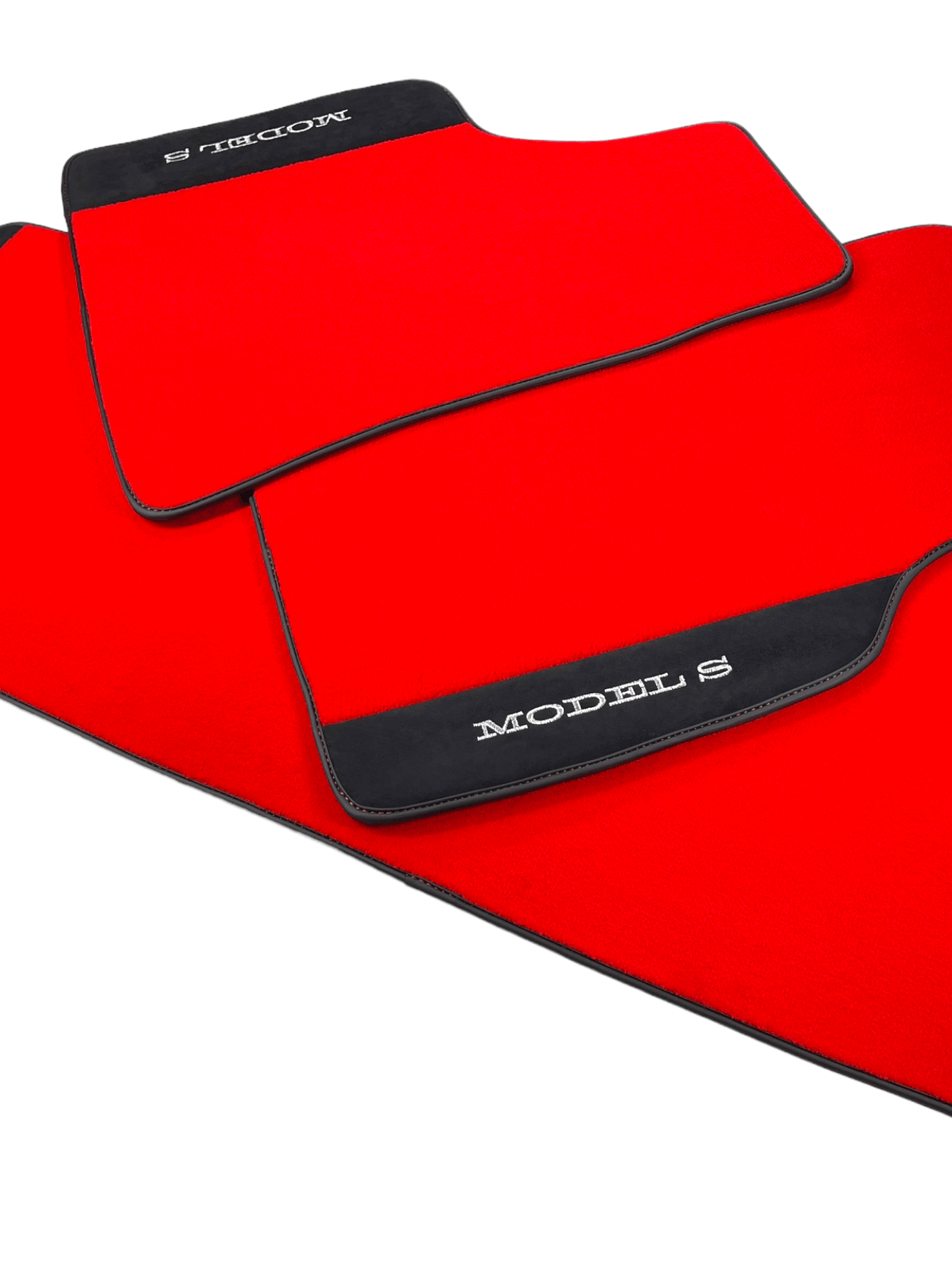 Red Floor Mats For Tesla Model S With Alcantara Leather - AutoWin