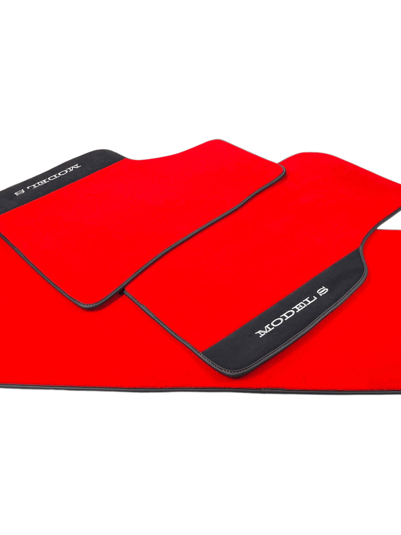 Red Floor Mats For Tesla Model S With Alcantara Leather - AutoWin